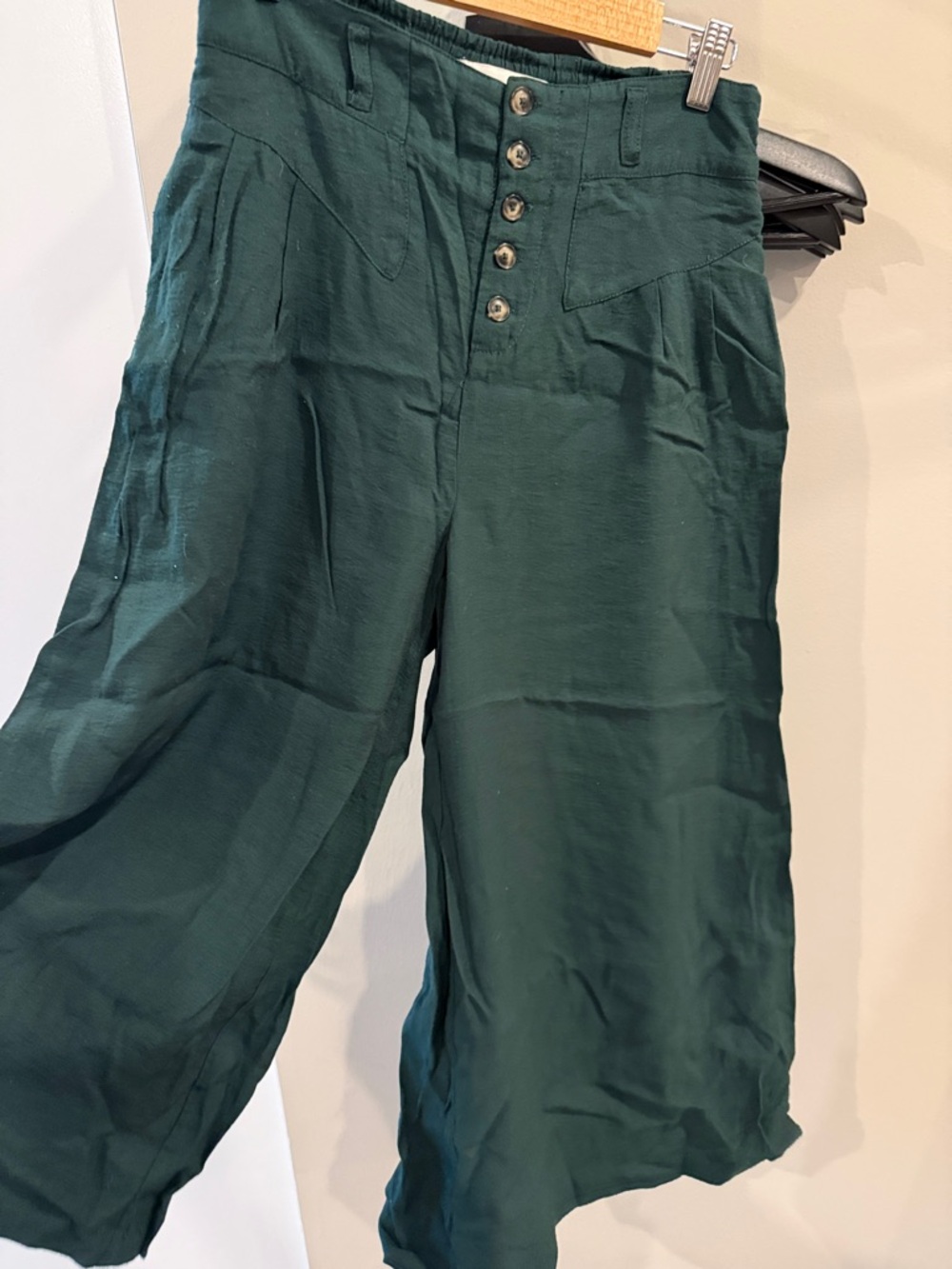Anthropologie High-Waist Wide Leg Pants in Dark Green